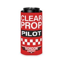 Load image into Gallery viewer, Gordon Airport REMOVE BEFORE FLIGHT/CLEAR PROP Slim or Regular Can Koozie