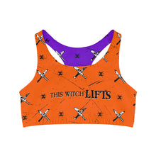 Load image into Gallery viewer, Halloween Seamless Sports Bra - THIS WITCH LIFTS - XºInk Design