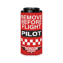 Load image into Gallery viewer, Gordon Airport REMOVE BEFORE FLIGHT/CLEAR PROP Slim or Regular Can Koozie