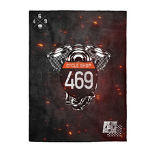 Load image into Gallery viewer, 469 Cycle Shop x XºInk Series 469 ENGINE BRANDING Velveteen Plush Blanket
