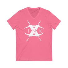 Load image into Gallery viewer, XºInk CROSSED TATTOO NEEDLES Logo V-Neck