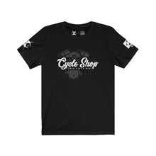 Load image into Gallery viewer, 469 Cycle Shop x XºInk Series CYCLE SHOP ENGINE Unisex Jersey Short Sleeve Tee