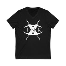 Load image into Gallery viewer, XºInk CROSSED TATTOO NEEDLES Logo V-Neck